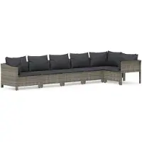vidaXL 6-tlg. Garten-Lounge-Set mit Kissen Grau Poly Rattan