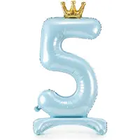 Party Deco Ballon Zahl 5 auf fuss - Blau
