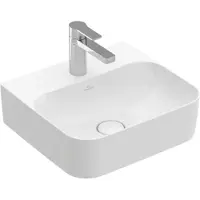 Villeroy & Boch Finion Handwaschbecken, verdeckter Überlauf, 1 Hahnloch, 430x390mm, 436444RW, Farbe: Stone White CeramicPlus