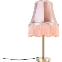 QAZQA Klassische Tischlampe Messing mit Granny-Schirm rosa 30 cm - Simplo