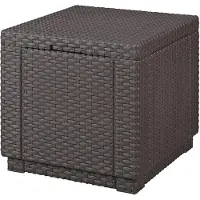 Allibert by KETER Allibert 206721 Hocker Cube mit Kissen, Rattanoptik, Kunststoff, braun