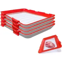 Unyqoos Frischhalteboxen mit flexibler, langlebiger Folie – stapelbare, wiederverwendbare Lebensmittelbehälter mit Kunststoffdeckel für Gemüse, 4er-Set