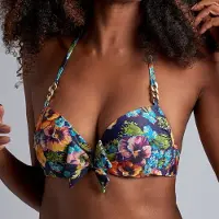 Marlies Dekkers Badmode Push Up Bikini BH Jardin des Fleurs | Grösse: 70F | Farbe: Navy-Blau/Print