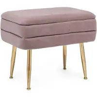 Bizzotto Bank Pavlina aus Samt, modern mit Stauraum, rosa, 50 cm, Metallgestell in Gold