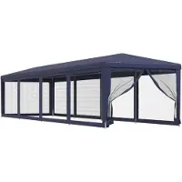 vidaXL Partyzelt mit 10 Mesh-Seitenwänden Blau 3x12 m HDPE