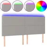 vidaXL LED Kopfteil Hellgrau 200x5x118/128 cm Stoff
