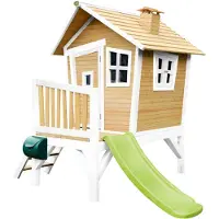 Axi Robin Spielhaus Braun/Weiß - Lindgrüne Rutsche