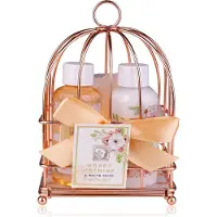 Accentra Badeset HONEY JASMINE in Drahtkorb (rosé), inkl. 100ml Duschgel, 100ml Bodylotion, 15g Netzschwamm