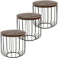 WOMO-DESIGN | 3er-Set Beistelltische Manuela Bruin Hout 56x56x56 cm | NADUVI