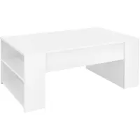 ML-Design Couchtisch in Weiß, 100x60x42 cm, Geräumiger Wohnzimmertisch mit 2 Fächern an den Seiten, Moderner Design Sofatisch mit viel Stauraum