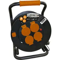 Relectric Kabeltrommel - 25m - 4 Steckdosen - 3000W - Mit Aufrolltaste - Perimeter Erdung - Für den Außeneinsatz