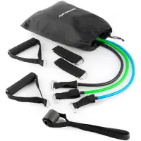 Huismerk Satz regulierbaren Stretchbändern mit Accessoires und Übungsleitfaden Tribainer (3er Pack)