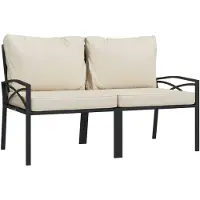 vidaXL Gartenstühle mit Sandfarbigen Kissen 2 Stk. 62x75x79 cm Stahl