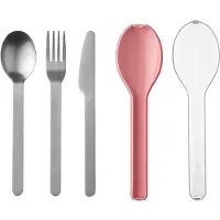 Mepal - Besteck 3-teiliges Set Ellipse - Besteck-Set für unterwegs - Besteht aus einem Messer, Gabel & Löffel - Besteck-Set mit Reiseetui - Edelstahl - Vivid Mauve