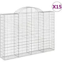 vidaXL Gabionen mit Hochbogen 15Stk. 200x30x140/160cm Verzinktes Eisen