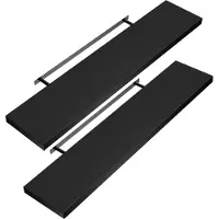 Casaria 2x Wandregal Matt Schwarz mit Halterung 70cm Schwebend