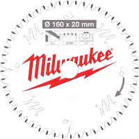 Milwaukee Sägeblatt Alu Holz 160/30 mm 52 Zähne Flachtrapezzahn