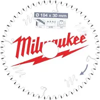 Milwaukee Sägeblatt Alu Holz 184/30 mm 54 Zähne Flachtrapezzahn negativ