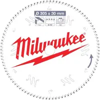 TTI Milwaukee Kreissägeblatt 305/30 mm Z96 Flachtrapezzahn negativ Sägeblatt Alu für Kapp- und Gehrungssägen