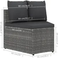 vidaXL 7-tlg. Garten-Sofagarnitur mit Auflagen Poly Rattan Grau