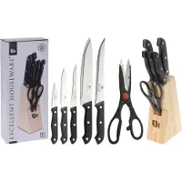 Huismerk + 1 Schere Block Messer 5 Stücke Silber Silber One Size