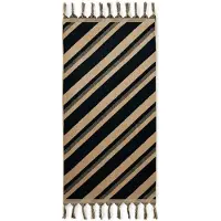 HK Living 1984 Badetuch 70 x 140 cm Baumwolle Schwarz/Cream