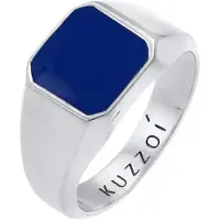 KUZZOI Ring Herren Siegelring Emaille Blau Basic 925 Silber Kuzzoi Silber