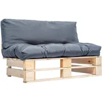 vidaXL Outdoor-Sofa Paletten mit Kissen in Grau Kiefernholz
