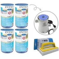 Intex - Filter Typ B - 4 Stück - Passend für Filterpumpe 28634GS & WAYS Scheuerbürste