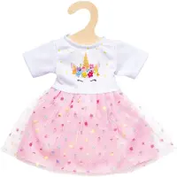Heless Puppenkleid Einhorn Mädchen 35-45 cm weiß/rosa 2-teilig