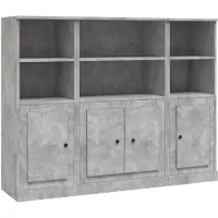 vidaXL Highboards 3 Stk. Betongrau Holzwerkstoff