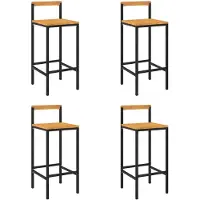 vidaXL Barhocker 4 Stk. Schwarz Poly Rattan und Massivholz Akazie