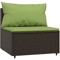 vidaXL Garten-Mittelsofa mit Kissen Braun Poly Rattan