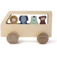 Trixie Holz Tierbus mit 4 dicken Tieren, 12 x 18 x 6 cm, Farben auf Wasserbasis