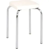 Haku Stapelhocker , eckig, Sitzpolster, Bezug Kunstleder weiß, B 360 x T 360 x H 490 mm, Stahl chromsilber, 8 Stück