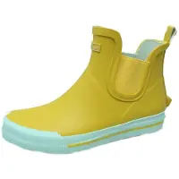 Bockstiegel Damen Gummistiefel Momo kurz mit seitlichem Elastikeinzug - Wasserdichte Stiefelette mit Ausziehhilfe in Gelb-Weiß Größe 37