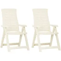 vidaXL Verstellbare Gartenstühle 2 Stk. Kunststoff Weiß