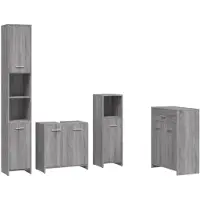 vidaXL 4-tlg. Badmöbel-Set Grau Sonoma Holzwerkstoff