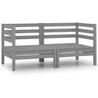 vidaXL 2-Sitzer-Gartensofa Grau Kiefer Massivholz