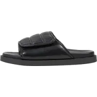 Romika Flip Flops Herren Bedecktes Fußbett Gesteppter Riemen Klettverschluss Pantolette Black-Schuhgröße 45