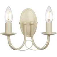 Elstead Lighting Nordische Industrie-Wandleuchte Minster Steel Gold 2 Lichter E14