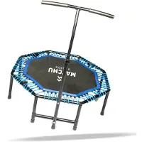 Matchu Sports Mini Trampolin bis 150 kg belastbar Ø 110cm - Fitnesstrampolin PRO mit höhenverstellbarm Haltegriff - Trampoline für Sport und Ausdauer