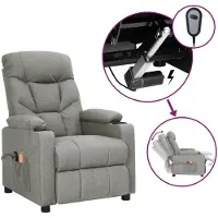 vidaXL Massagesessel Elektrisch Hellgrau Stoff