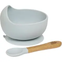 Interbaby Blaue Babyschale und Löffel aus Silikon