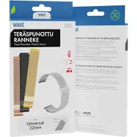 Wave ter??spunottu ranneke,??ly- ja urheilukelloille, hopea