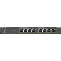 Netgear GS308PP, Unmanaged, Gigabit Ethernet (10/100/1000), Vollduplex, Power over Ethernet (PoE), Rack-Einbau, Wandmontage