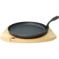 WAS Germany Germany - Servierpfanne IRON DINING, mit Holzuntersetzer, Ø 22 cm, Höhe 2,5 cm, Gusseisen, Holz