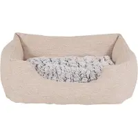 Lionto Kuschelbett für Hunde, gemütliches Hundebett mit herausnehmbarem Wendekissen, rutschfestem Boden, 60x50 cm, beige
