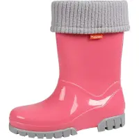 Demar Kinder Gummistiefel Gefüttert Regenstiefel mit Einlage Buckellachs Reflektiernd 34/35