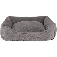 Lionto Hundesofa, modernes Hundebett mit rutschfester Unterseite, abnehmbarem Bezug & Plüsch-Innenmaterial, 75x60 cm, grau